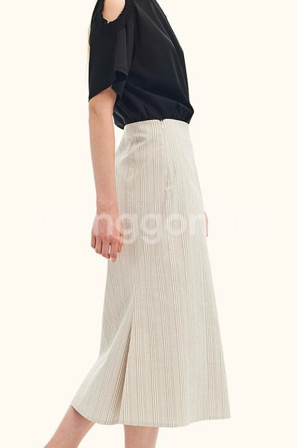 한섬 랑방컬렉션 LANVIN 스트라이프 린넨 스커트--1