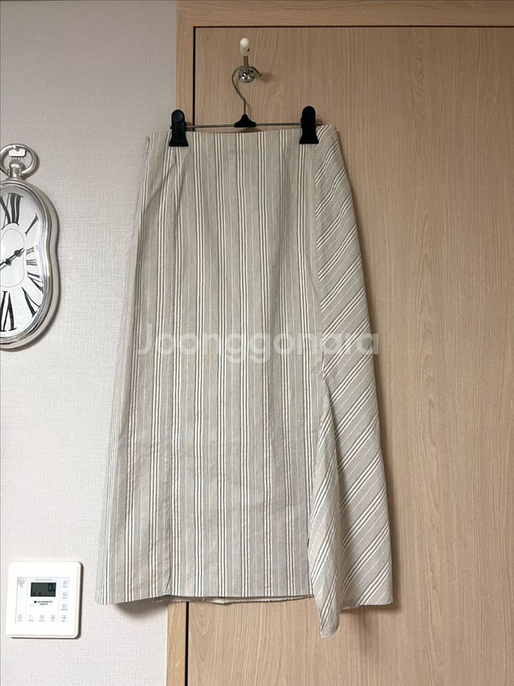 한섬 랑방컬렉션 LANVIN 스트라이프 린넨 스커트--2
