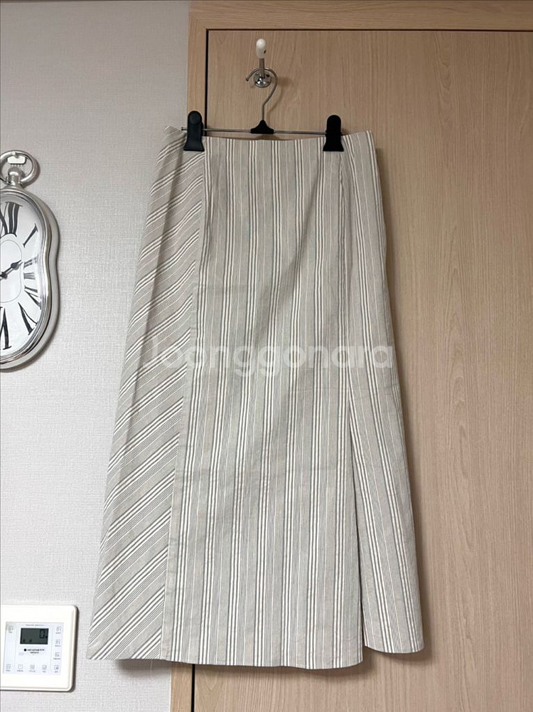 한섬 랑방컬렉션 LANVIN 스트라이프 린넨 스커트--3