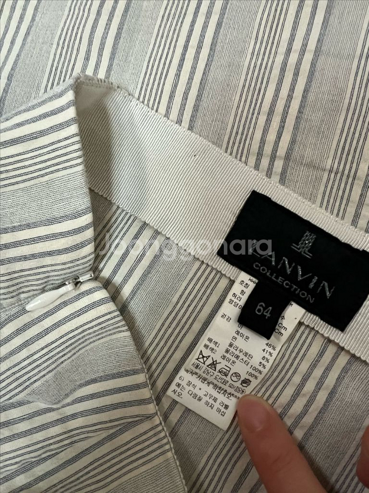 한섬 랑방컬렉션 LANVIN 스트라이프 린넨 스커트--8