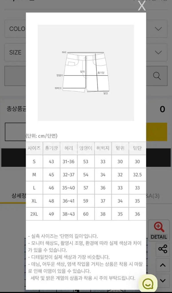 (새상품) 육육걸즈 연청 A핏 하프데님 청반바지XL--7