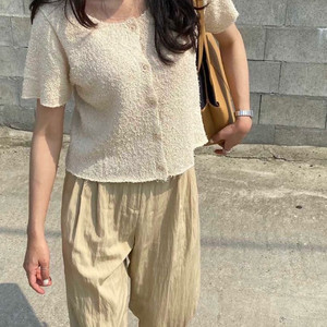 (F) 부클 반팔 가디건 한번 착용