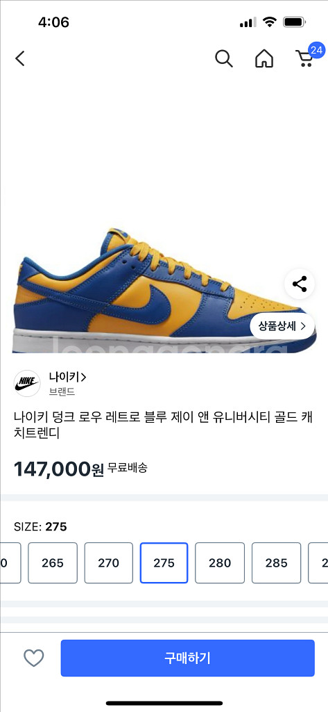 나이키 덩크로우 블루 제이 270--5
