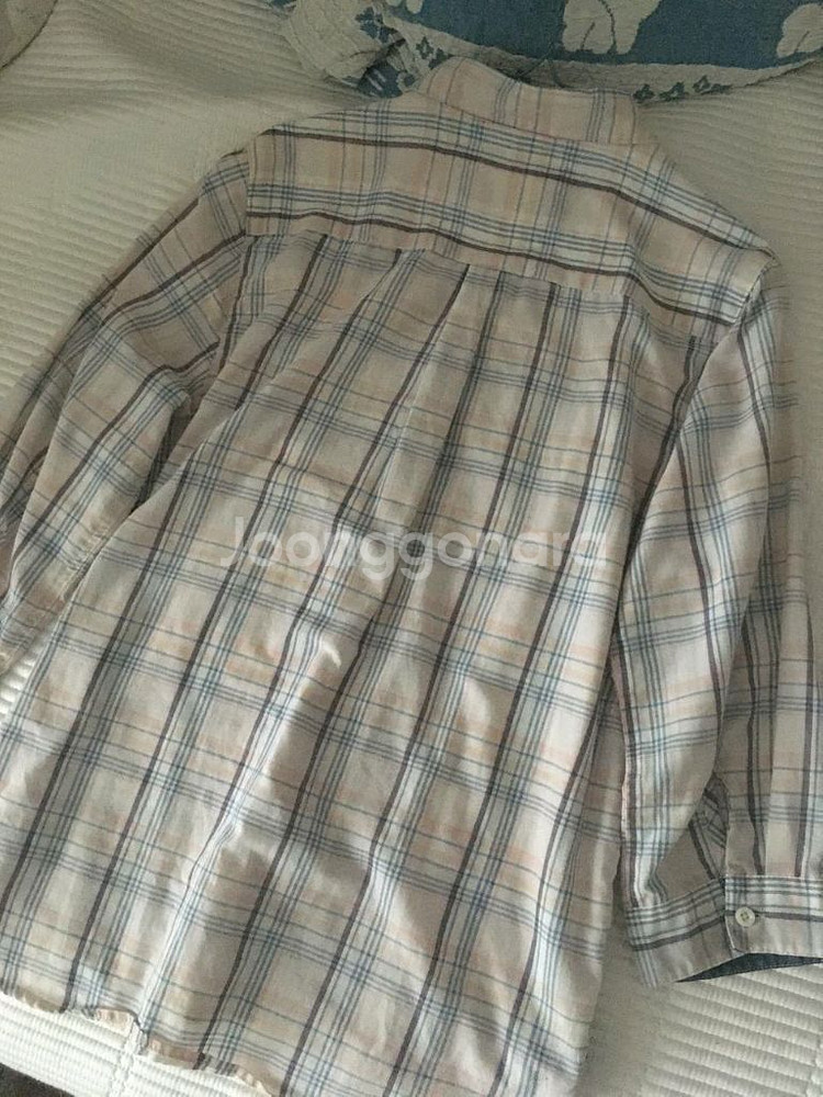 일본빈티지 둥근카라 연핑크 체크셔츠 블라우스--3