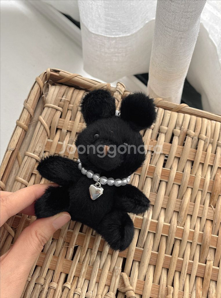 블랙토끼 모루 인형 검정토끼 키링--1
