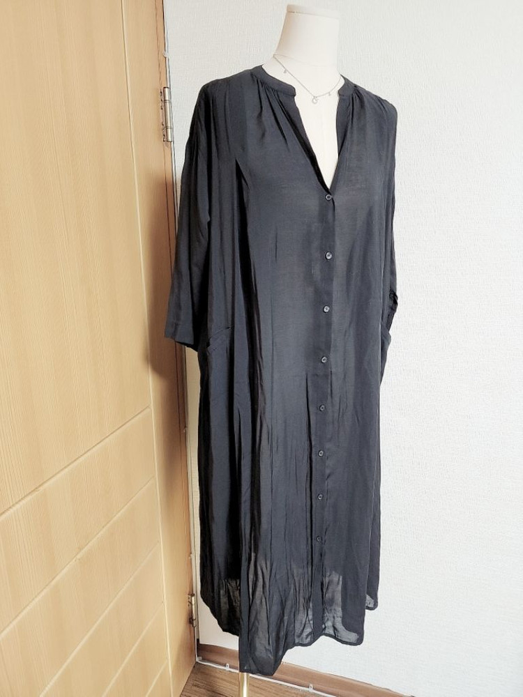 새상품) 니코엔드 블랙 롱 셔츠원피스 m 66 77 이미지