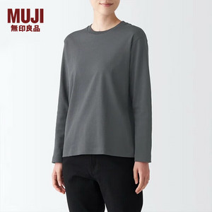 무인양품 MUJI 여성 긴팔 면 티셔츠 차콜 XL