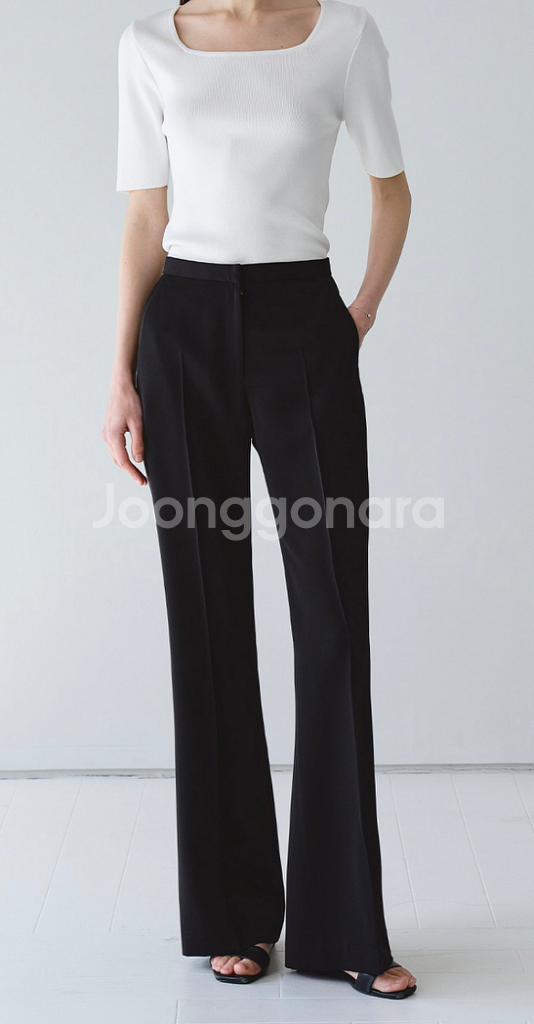 마레아 썸머 세미 부츠컷 슬랙스 블랙 롱 S--1