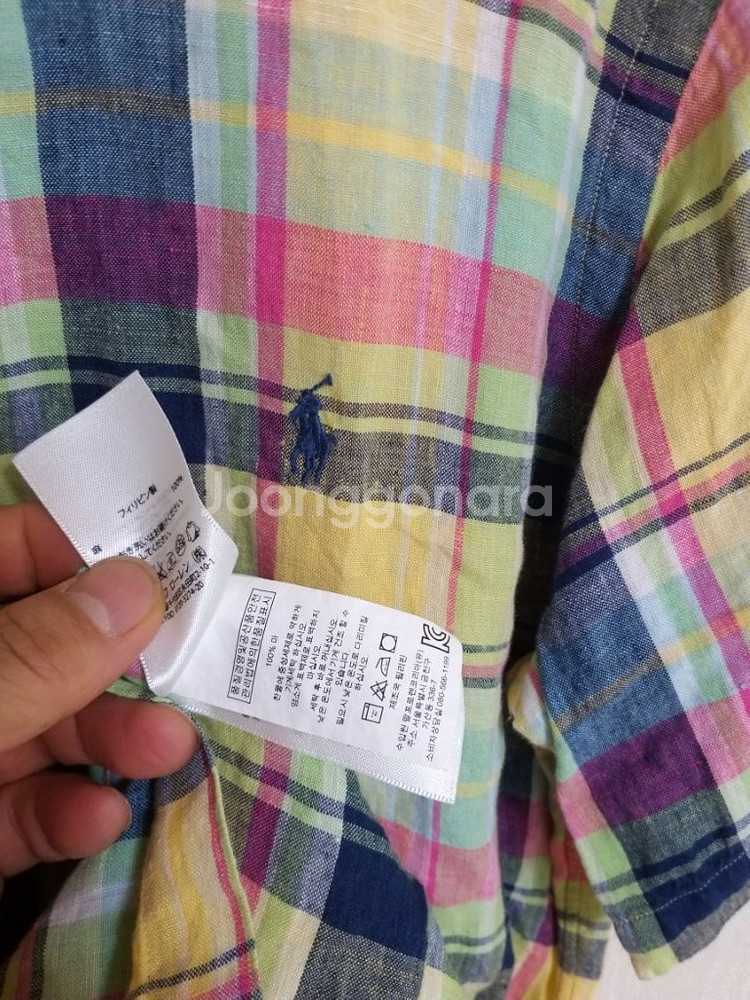 남성 폴로랄프로렌 마100% 체크 린넨셔츠(새상품.95--5