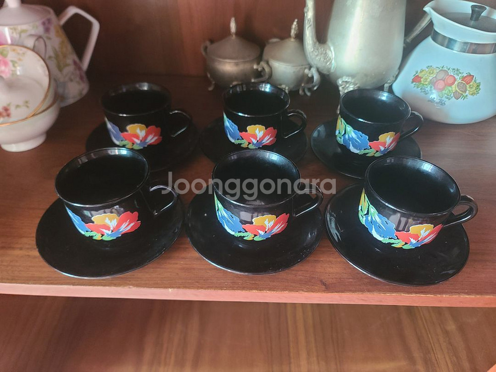빈티지 아코팔 블랙 컵 6인조 세트--3