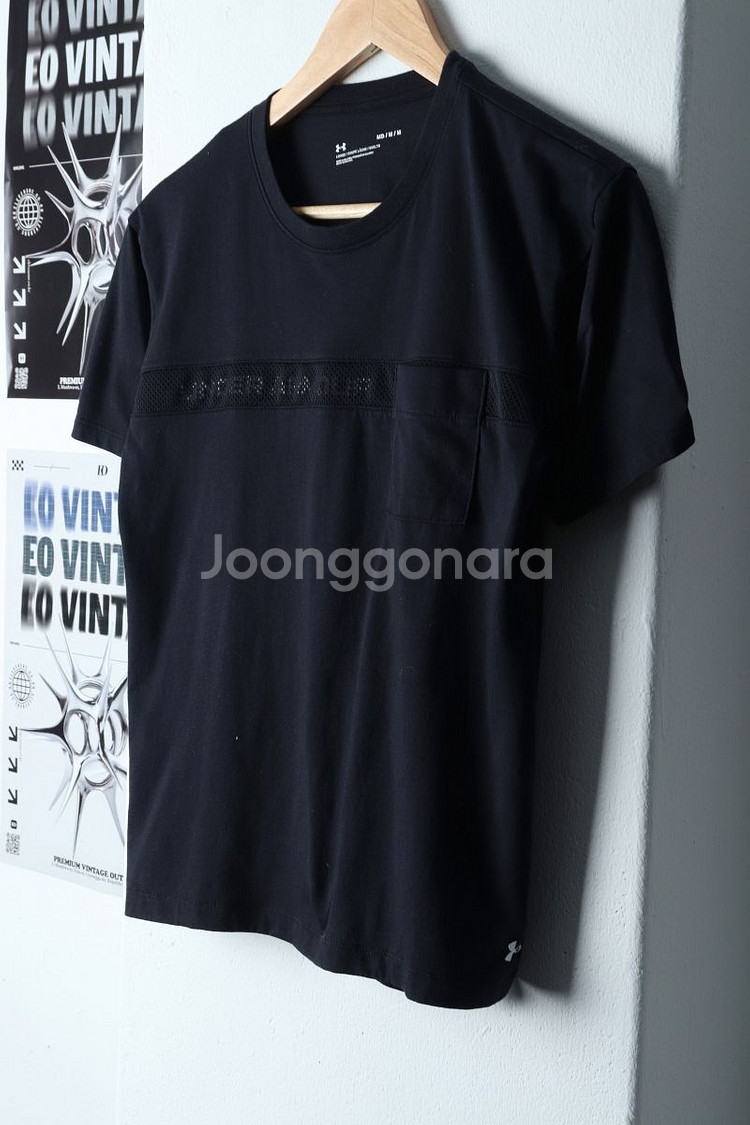 W(M) 언더아머 반팔 티셔츠 블랙 올드스쿨 한정판--2
