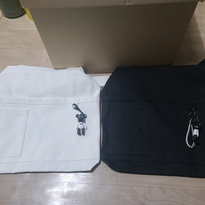 [새상품] 클로스 면가방(흰색+검정색)
