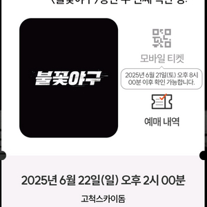 불꽃야구 직관 외야지정석 정가 판매