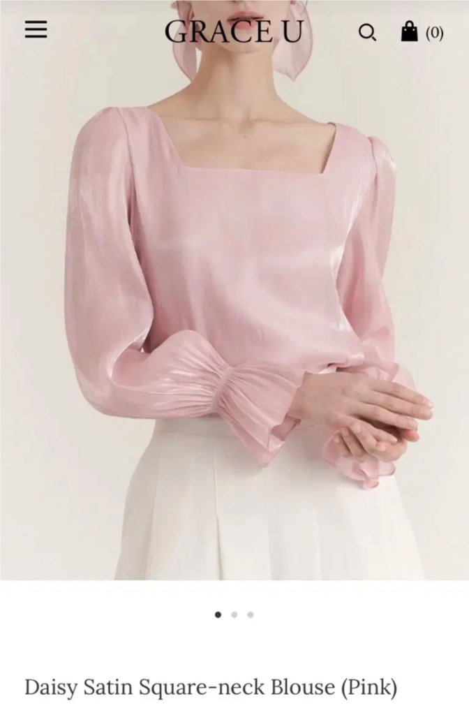 그레이스유 새틴블라우스 핑크 새상품 이미지