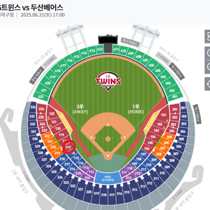 6/21(토)엘지vs두산3루레드117블록14열2연석