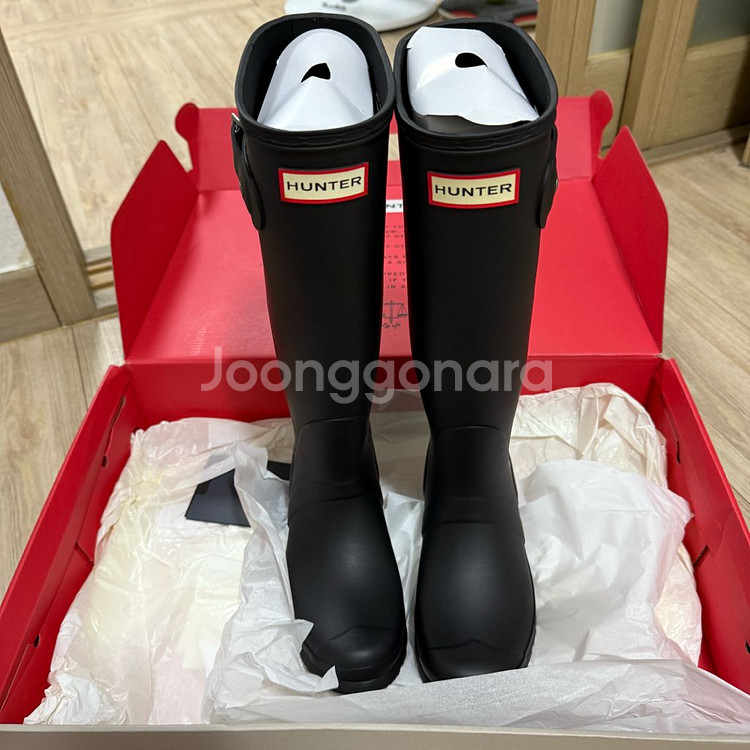 uk3,220) 헌터 오리지널 톨 레인 부츠 블랙--1
