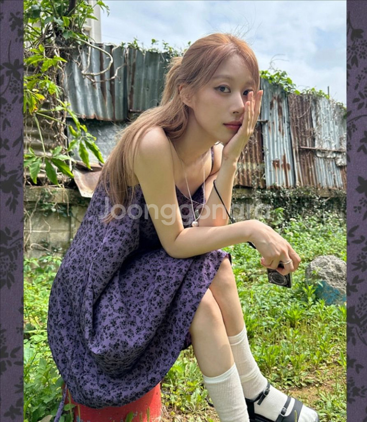 데일리쥬 플라워 스트랩 끈나시 원피스--0
