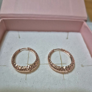 14k 로즈골드 볼륨 오벌커팅 귀걸이