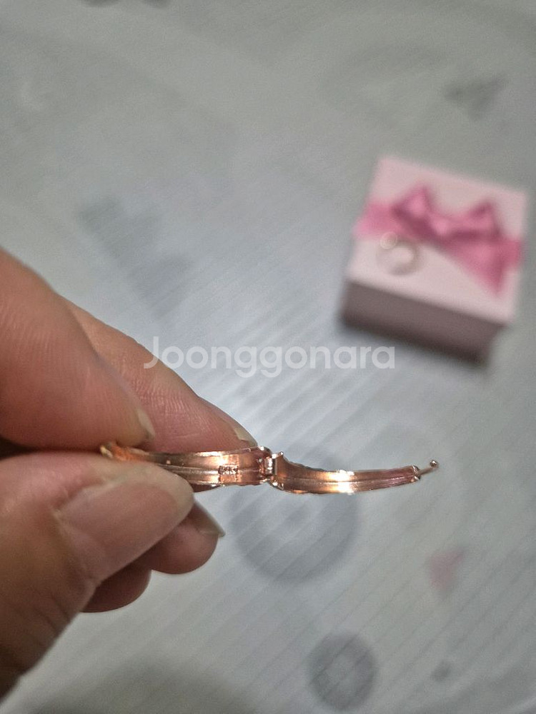14k 로즈골드 볼륨 오벌커팅 귀걸이--3