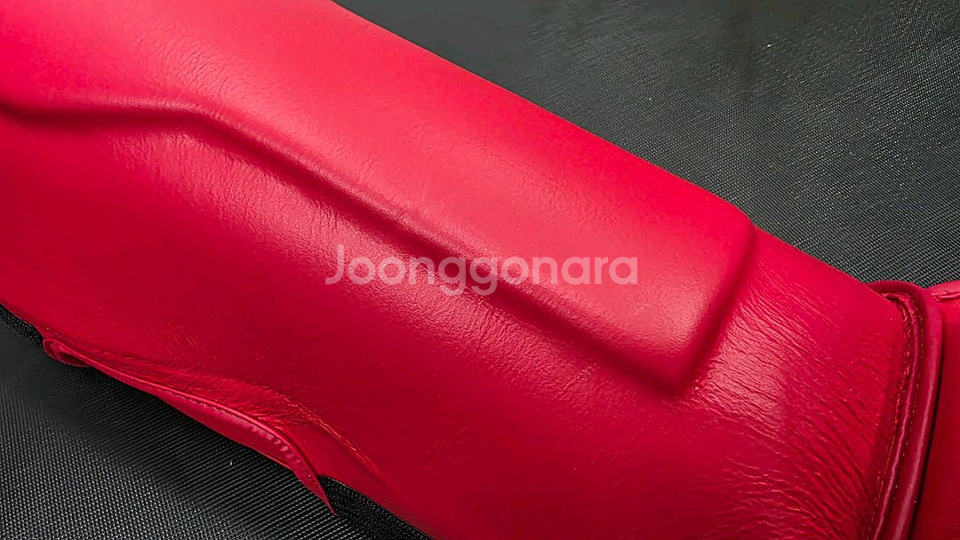천연 물소가죽 무에타이 정강이 보호대 레드 L--3