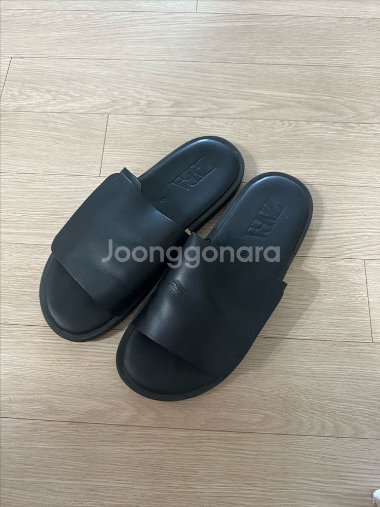 자라 zara 블랙 가죽 슬리퍼 270사이즈--0