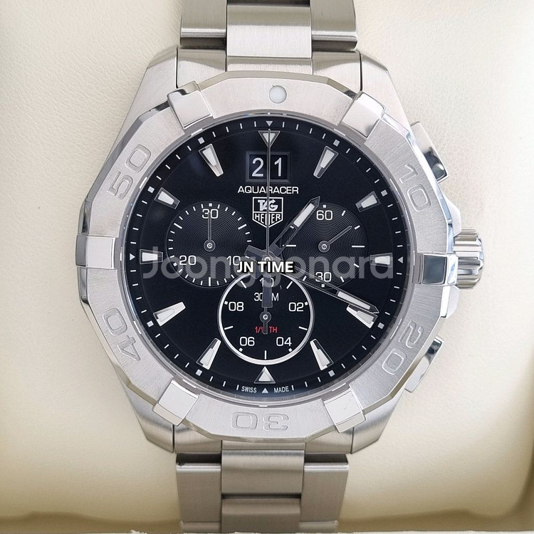 태그호이어 아쿠아레이서 크로노 쿼츠 검판 43mm--0