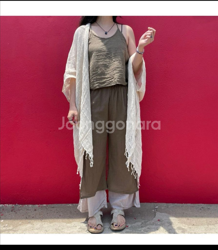 요가 커버업 면100 로브 이중지 팬츠--0