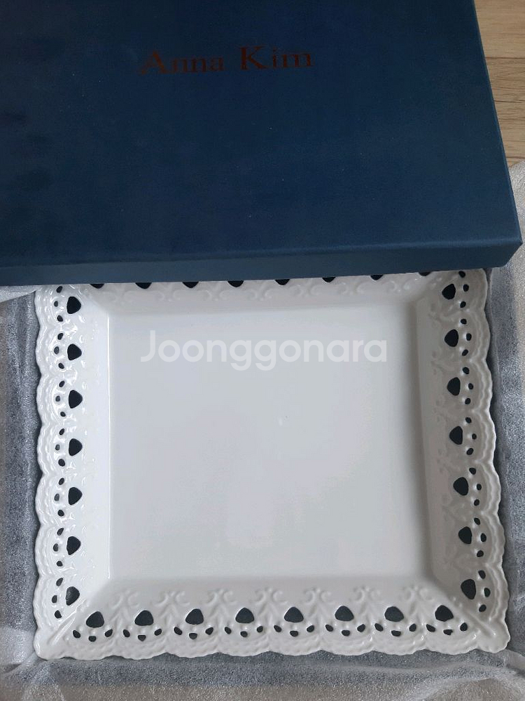 (새상품)안나킴9 레이스 사각접시--0