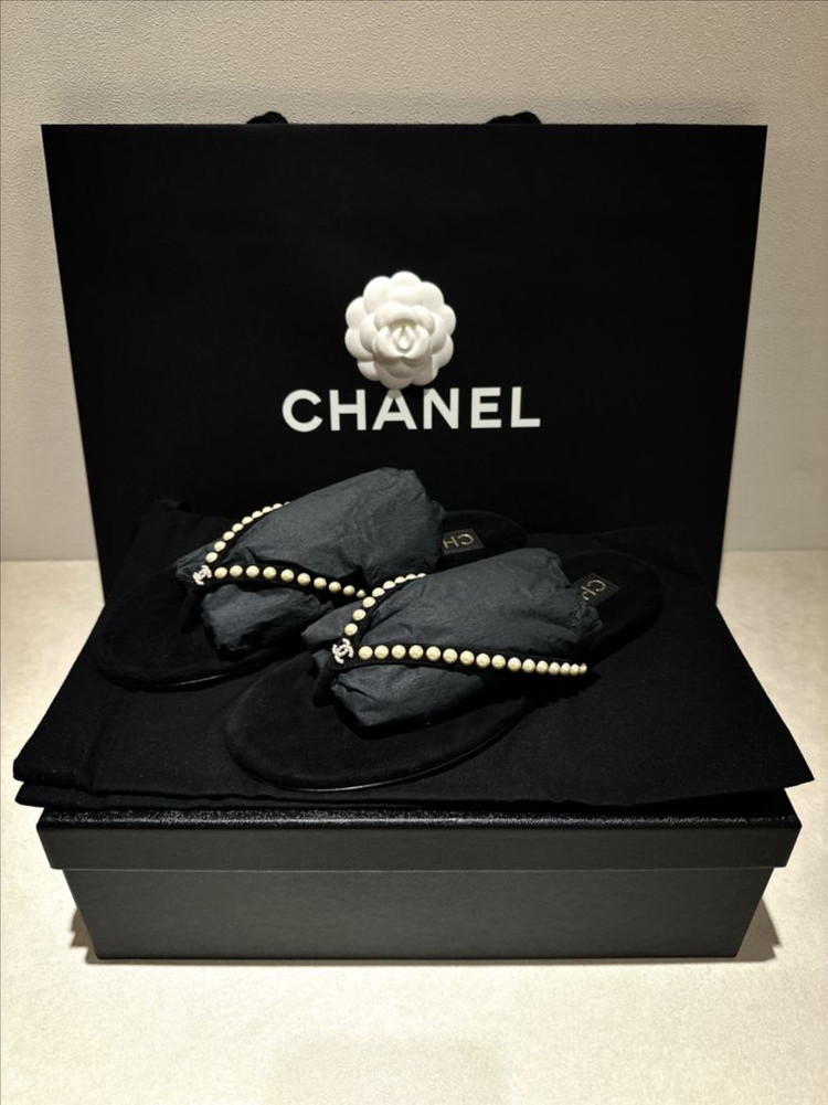 [정가이하-미사용새상품] 샤넬 25C 신상 벨벳 슬리퍼(쪼리)--3