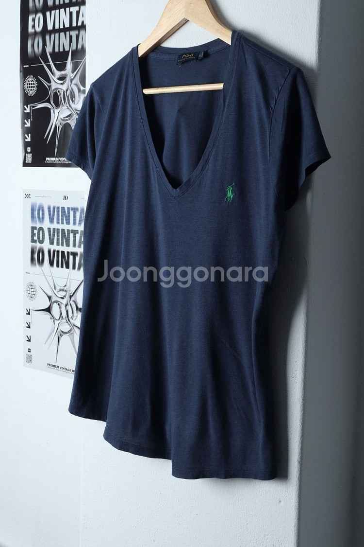 W(XL) 폴로 랄프로렌 반팔 티셔츠 브이넥 네이비--3
