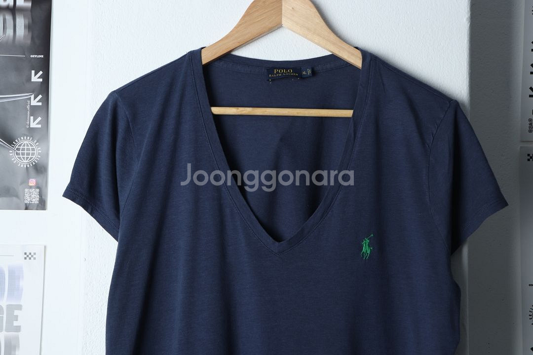 W(XL) 폴로 랄프로렌 반팔 티셔츠 브이넥 네이비--1