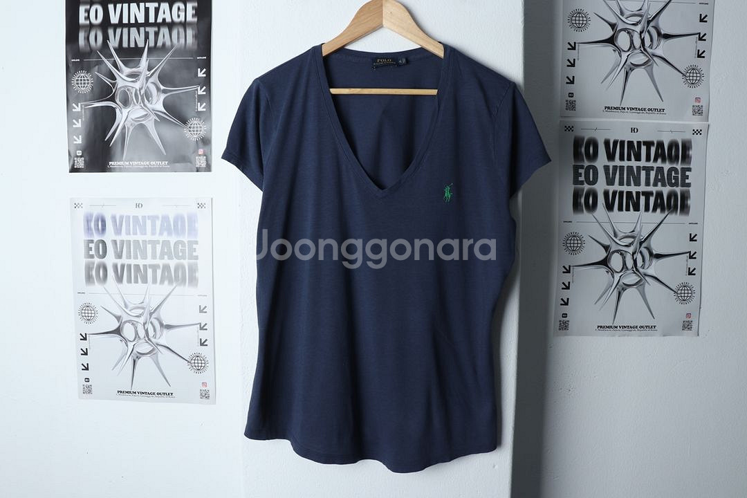 W(XL) 폴로 랄프로렌 반팔 티셔츠 브이넥 네이비--2