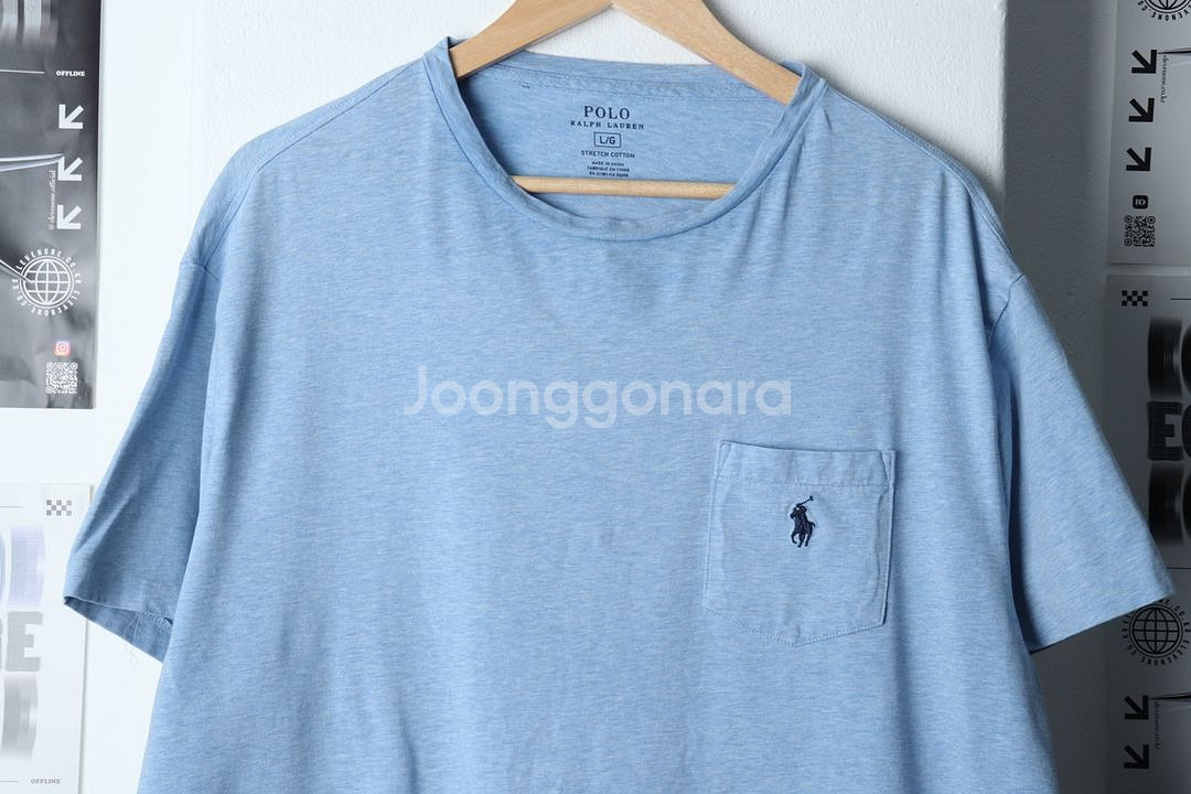 (L-XL) 폴로 랄프로렌 반팔 티셔츠 포켓 연블루--4
