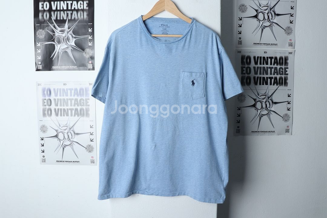(L-XL) 폴로 랄프로렌 반팔 티셔츠 포켓 연블루--0