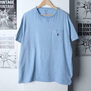 (L-XL) 폴로 랄프로렌 반팔 티셔츠 포켓 연블루