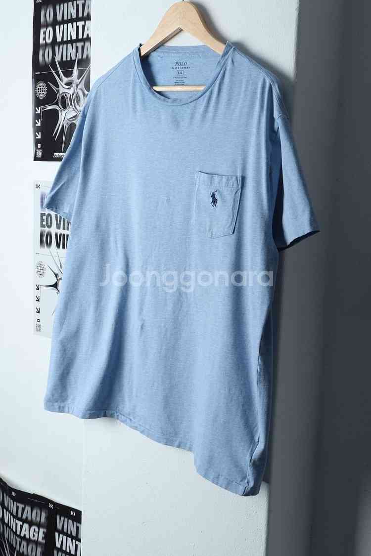 (L-XL) 폴로 랄프로렌 반팔 티셔츠 포켓 연블루--1
