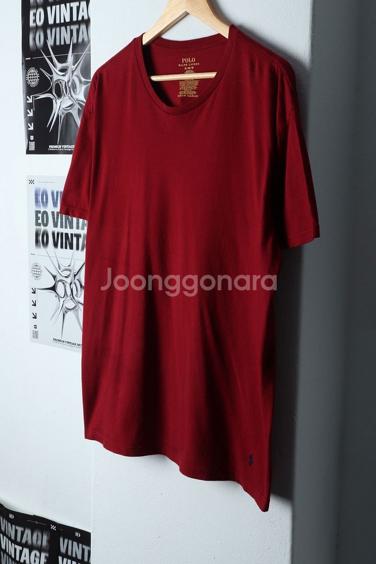 (XL) 폴로 랄프로렌 반팔 티셔츠 이염 버건디 포니--2
