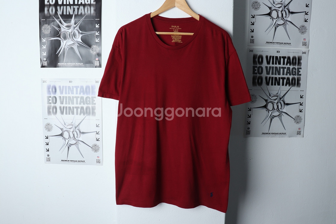 (XL) 폴로 랄프로렌 반팔 티셔츠 이염 버건디 포니--1