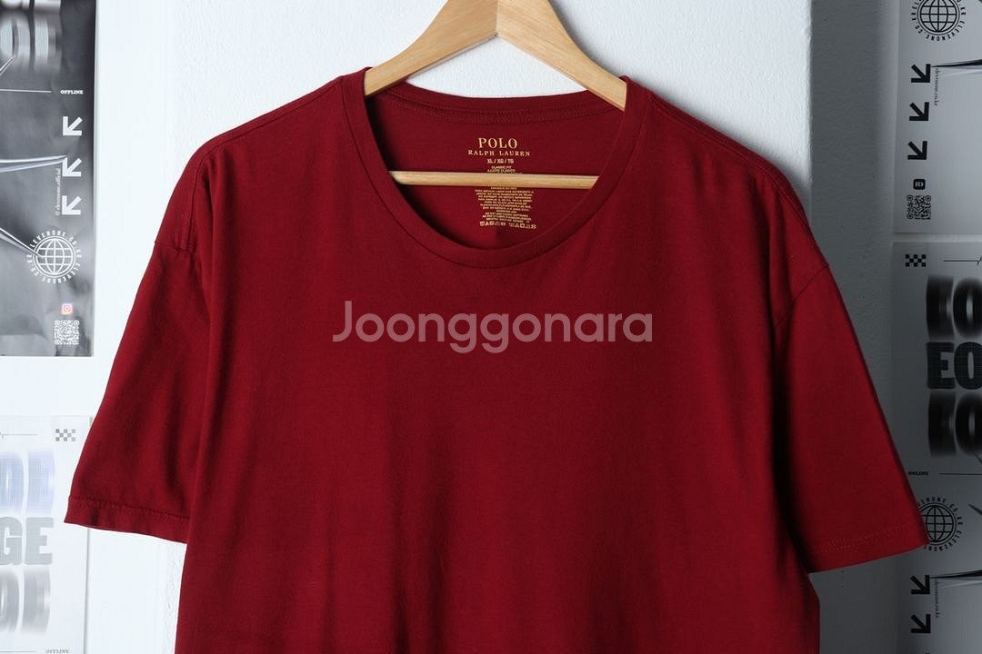 (XL) 폴로 랄프로렌 반팔 티셔츠 이염 버건디 포니--0