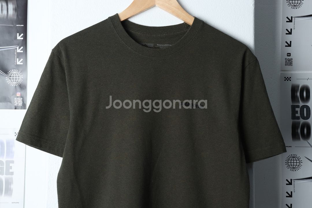 (S) 파타고니아 반팔 티셔츠 빅로고 카키 올드스쿨--2