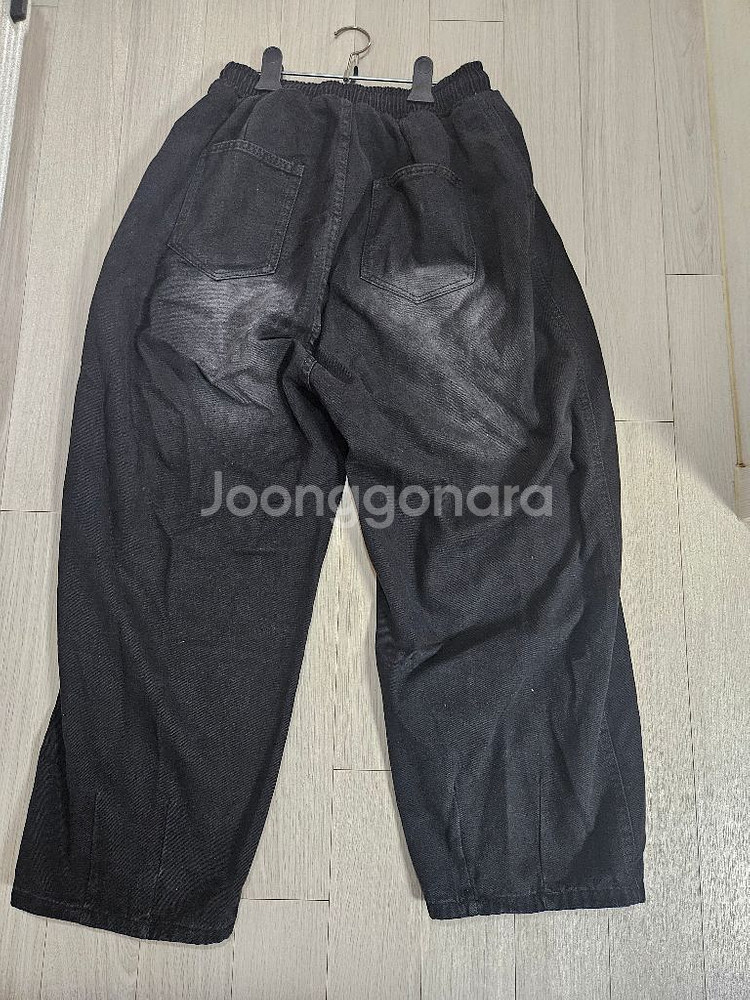 블랙 데님 벌룬 팬츠 L--0