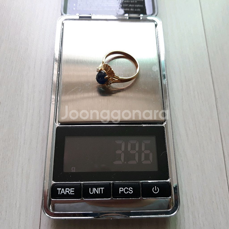 직거래] 블루 사파이어 750 금반지--3