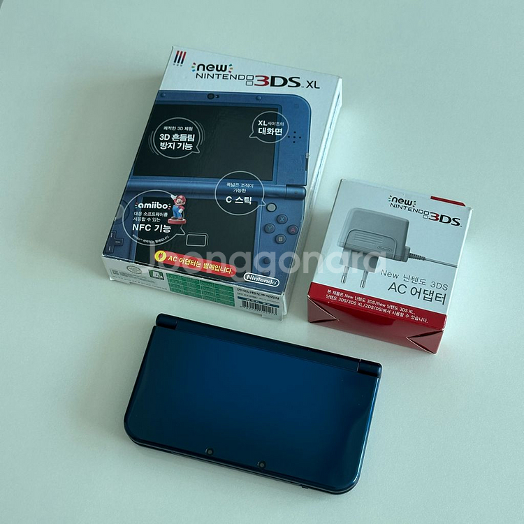 닌텐도 NEW 3DS XL 메탈릭블루 박스셋+충전기--0