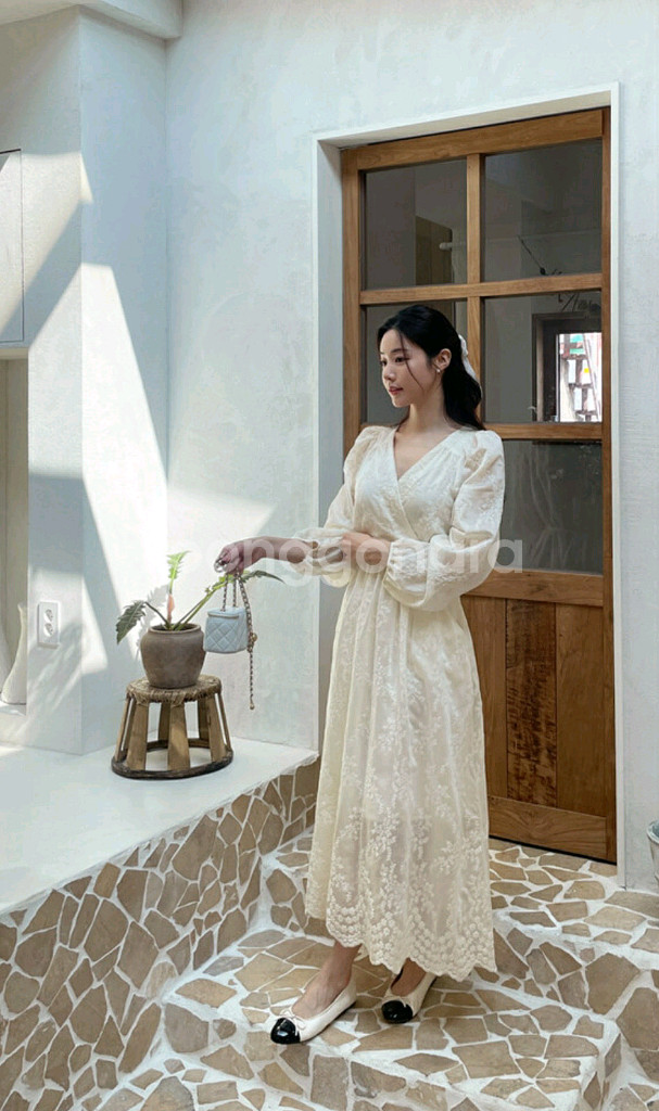 레이스 랩 원피스--0