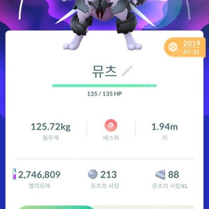 포켓몬고 아머드뮤츠(반짝이)