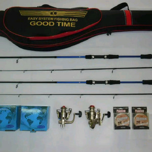 (택포)낚시가방+루어낚시대2대+4000번릴2대+릴줄