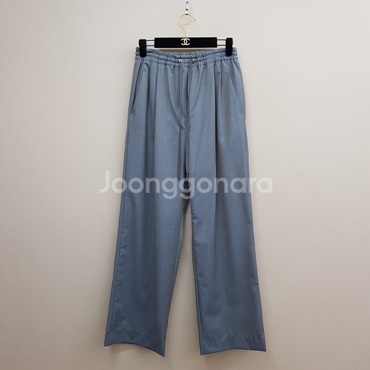 한섬 타임 2023 퍼브릭 블루 체크 이지 와이드 팬--0