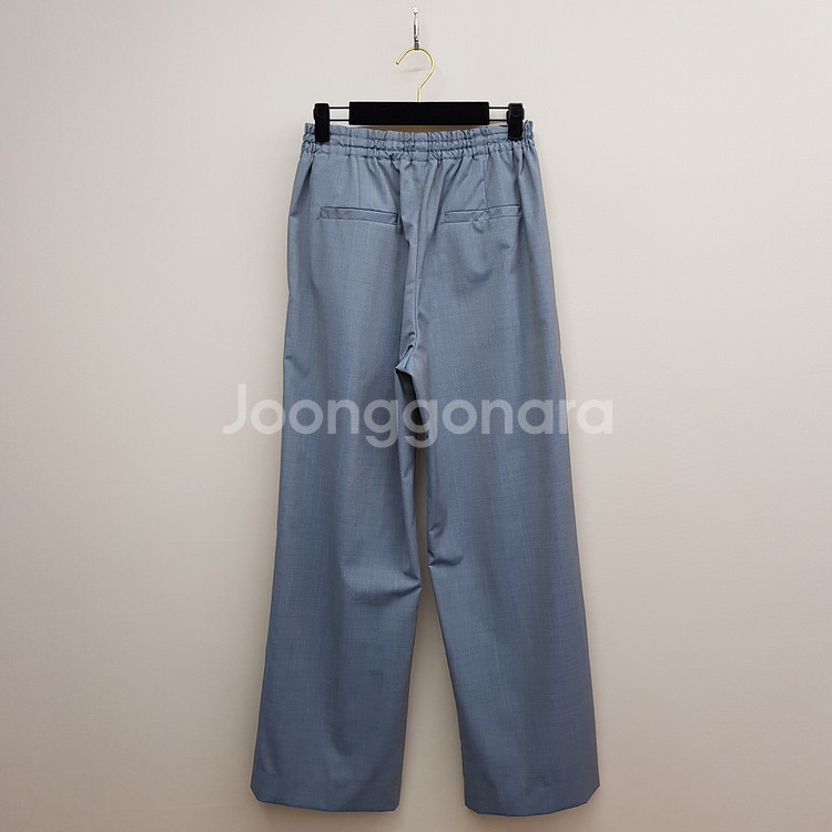 한섬 타임 2023 퍼브릭 블루 체크 이지 와이드 팬--3