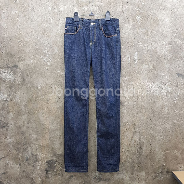폴로진 가죽 디테일 스트레이트 청바지 67--0