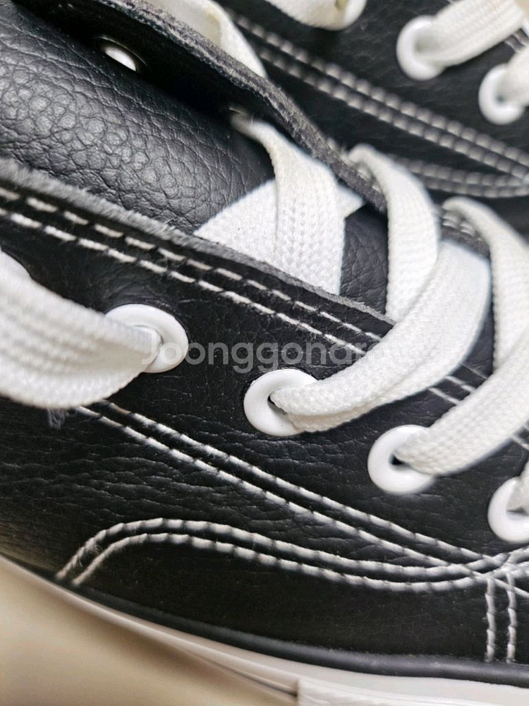 여성 검정 가죽 키높이 컨버스화235 새상품--2